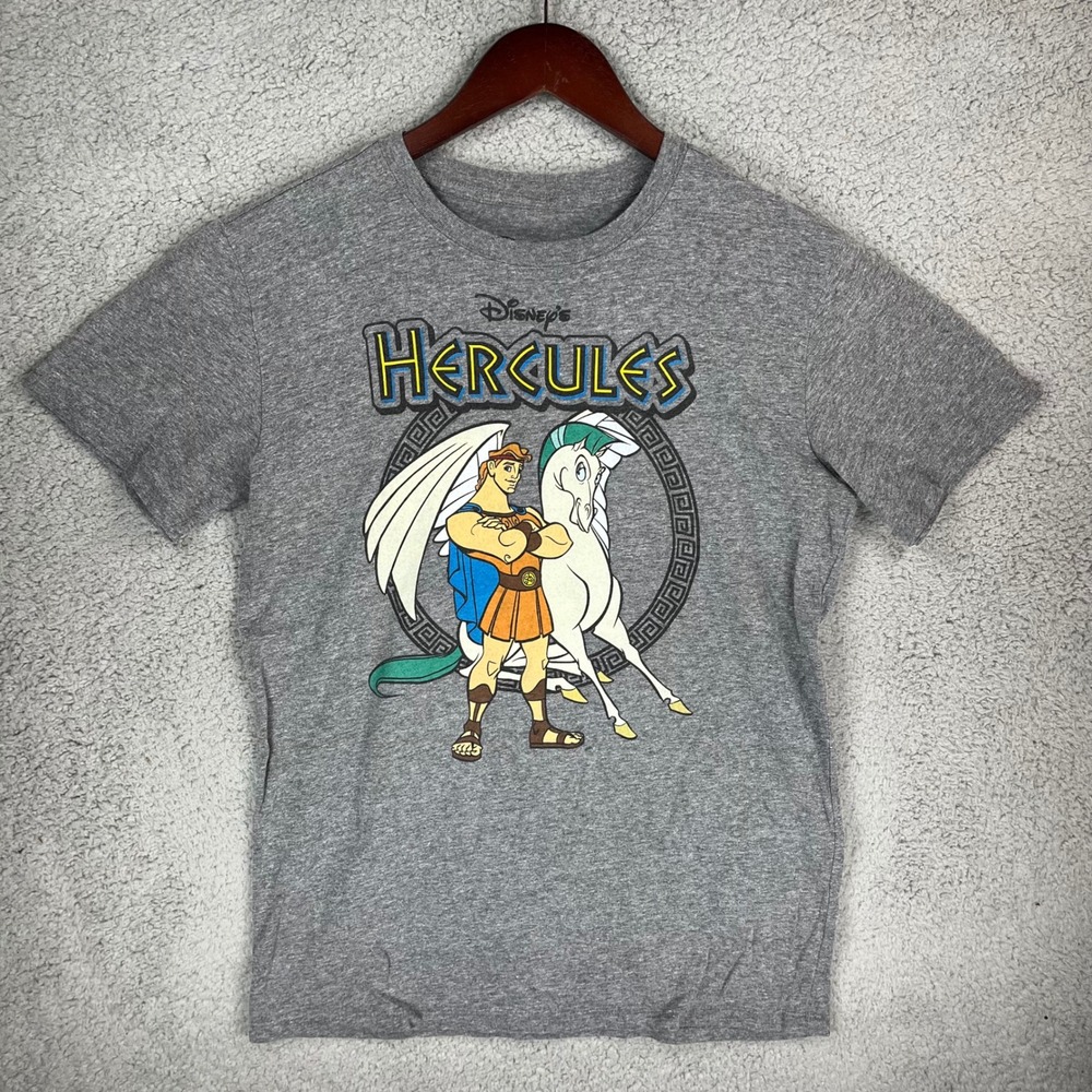 Disney Hercules Pegasus Graphic Tee Heather Grey Short Sleeve Shirt Mens Medium